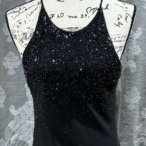 Chelsea Nites Elegant Black Sparkle Evening Gown